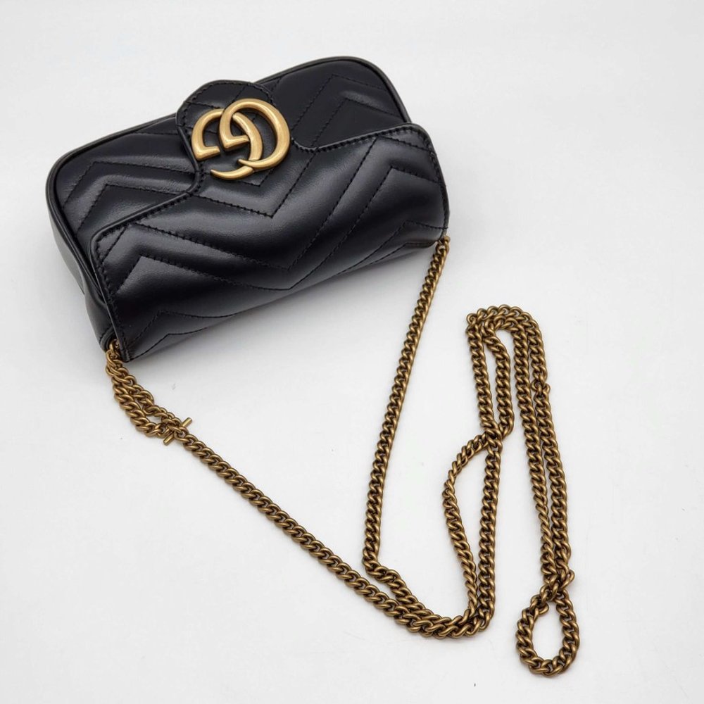 100% Authentic Gucci GG Marmont Super Mini Black Shoulder Bag - Picture 5 of 14